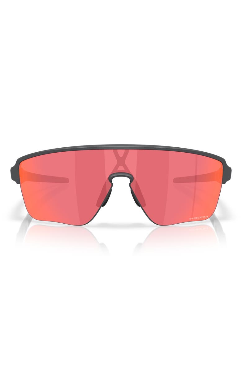Oakley Corridor 142mm Semi Rimless Prizm<sup>™</sup> Polarized Shield Sunglasses, Main, color, Matte Carbon / Prizm Trail