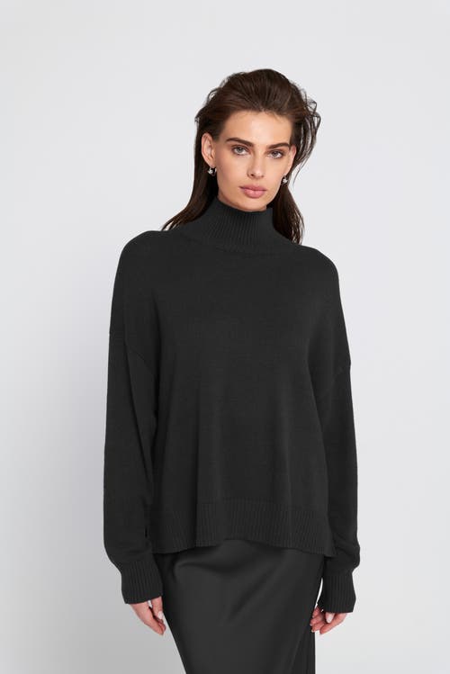 Elle Collection Turtleneck Sweater Pullover In Black