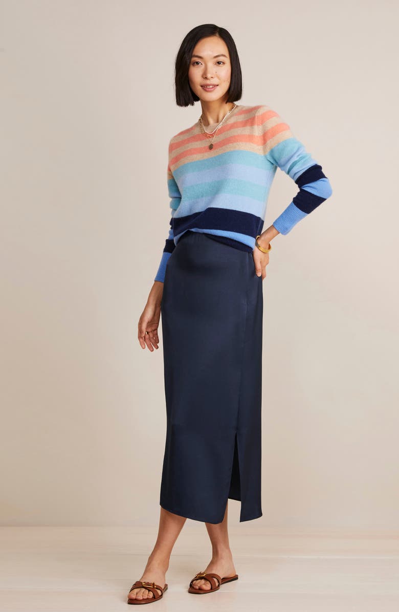 vineyard vines Satin Midi Slip Skirt, Alternate, color, Nautical Navy