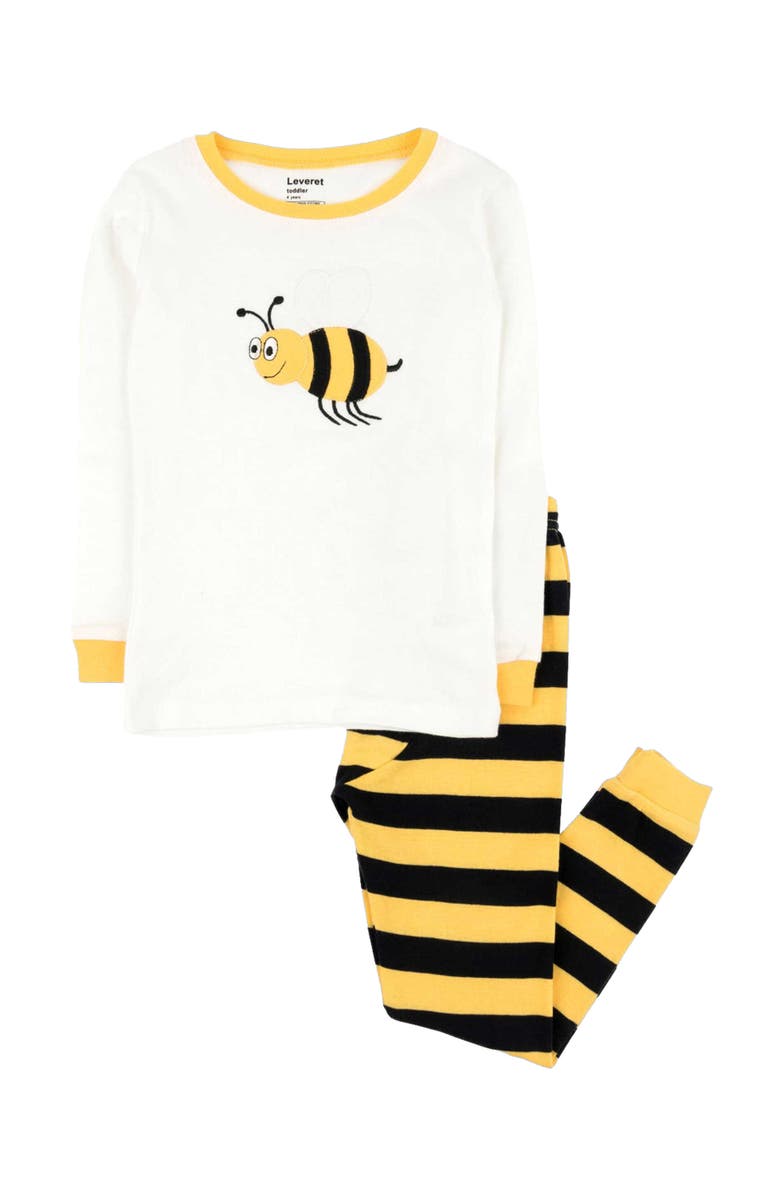 Leveret Cotton Two-Piece Printed Pajamas, Animals & Characters, Main, color, Bumble Bee