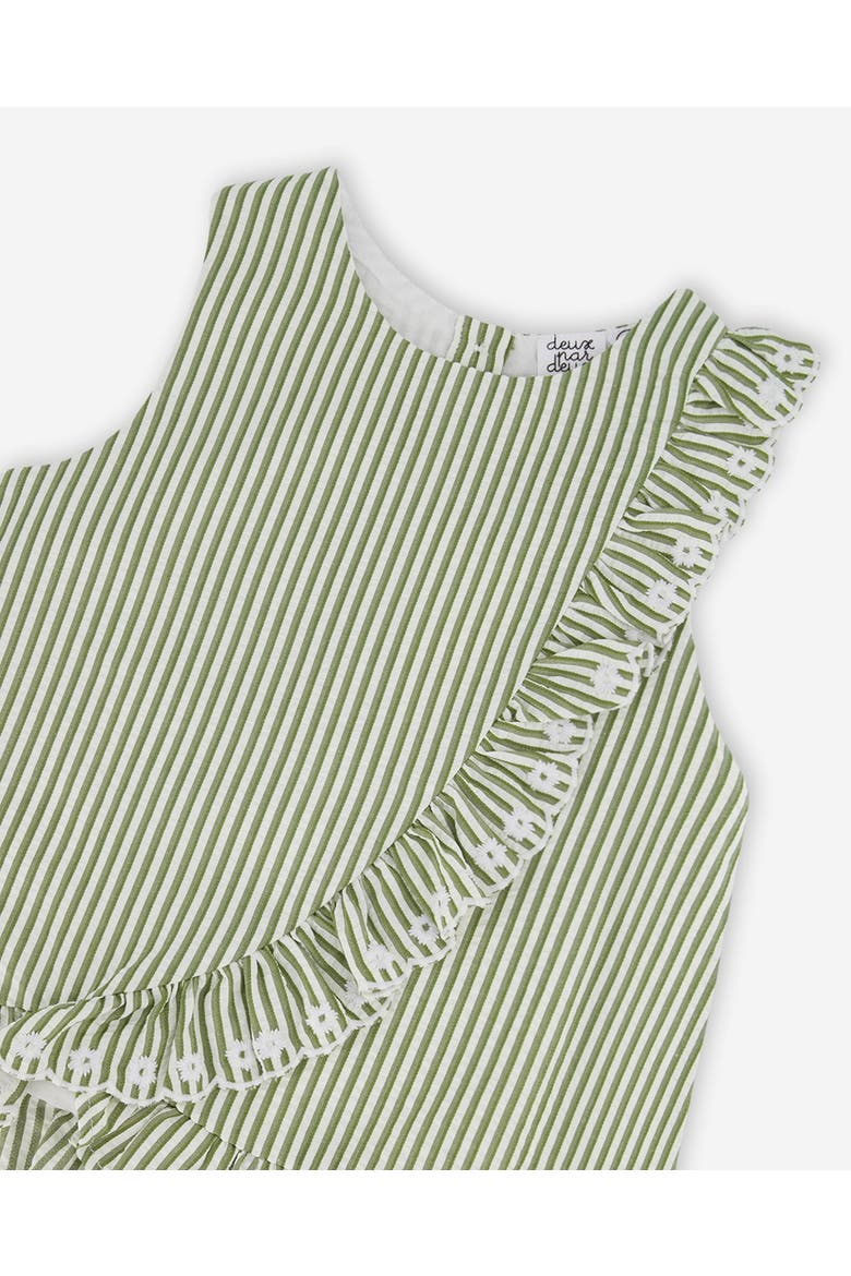 Sleeveless Embroidered Ruffle Stripes Top, Alternate, color, Green & Off White Stripes