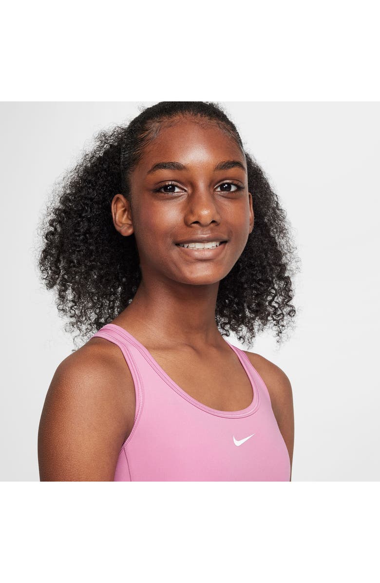 Nike Kids' Swoosh Easy On Racerback Sports Bra, Alternate, color, Magic Flamingo/ White