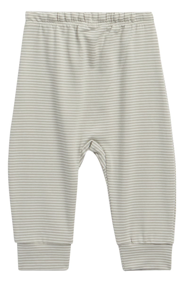 QUINCY MAE Kids' Stripe Drawstring Brushed Jersey Pants, Alternate, color, Sage