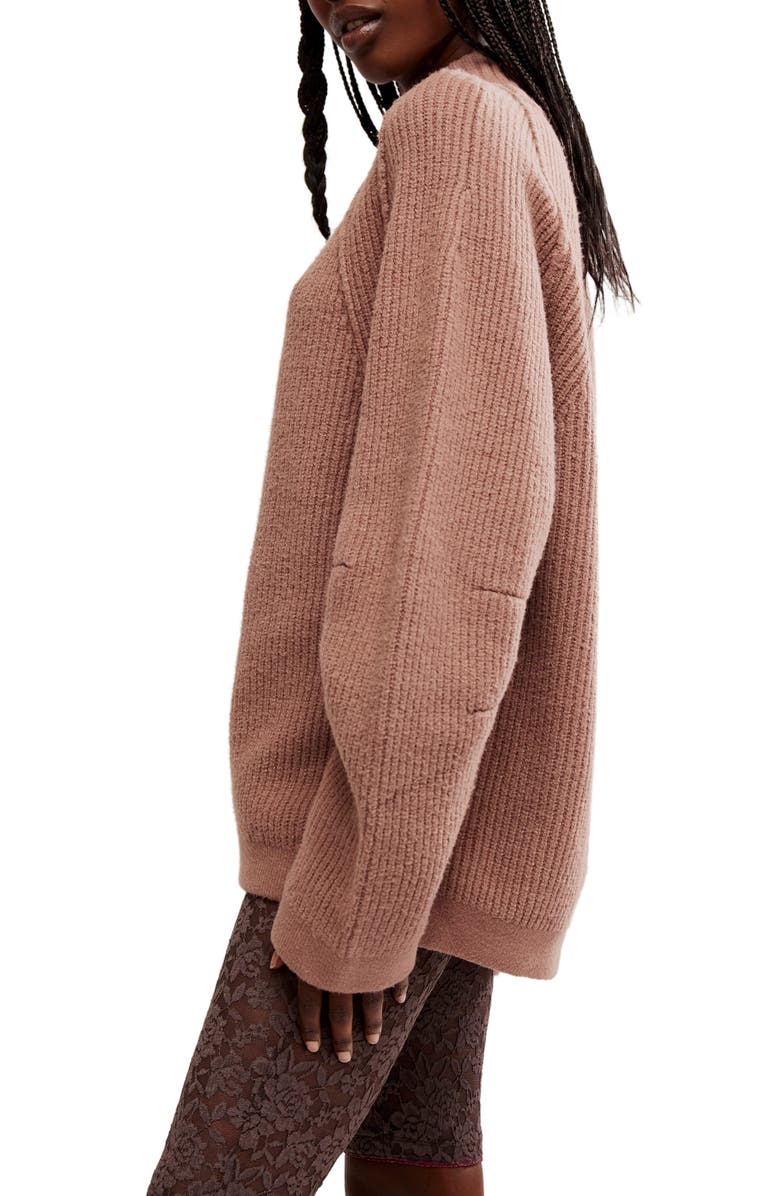 Free People Sunbeam Oversize Turtleneck Sweater, Alternate, color, Antler