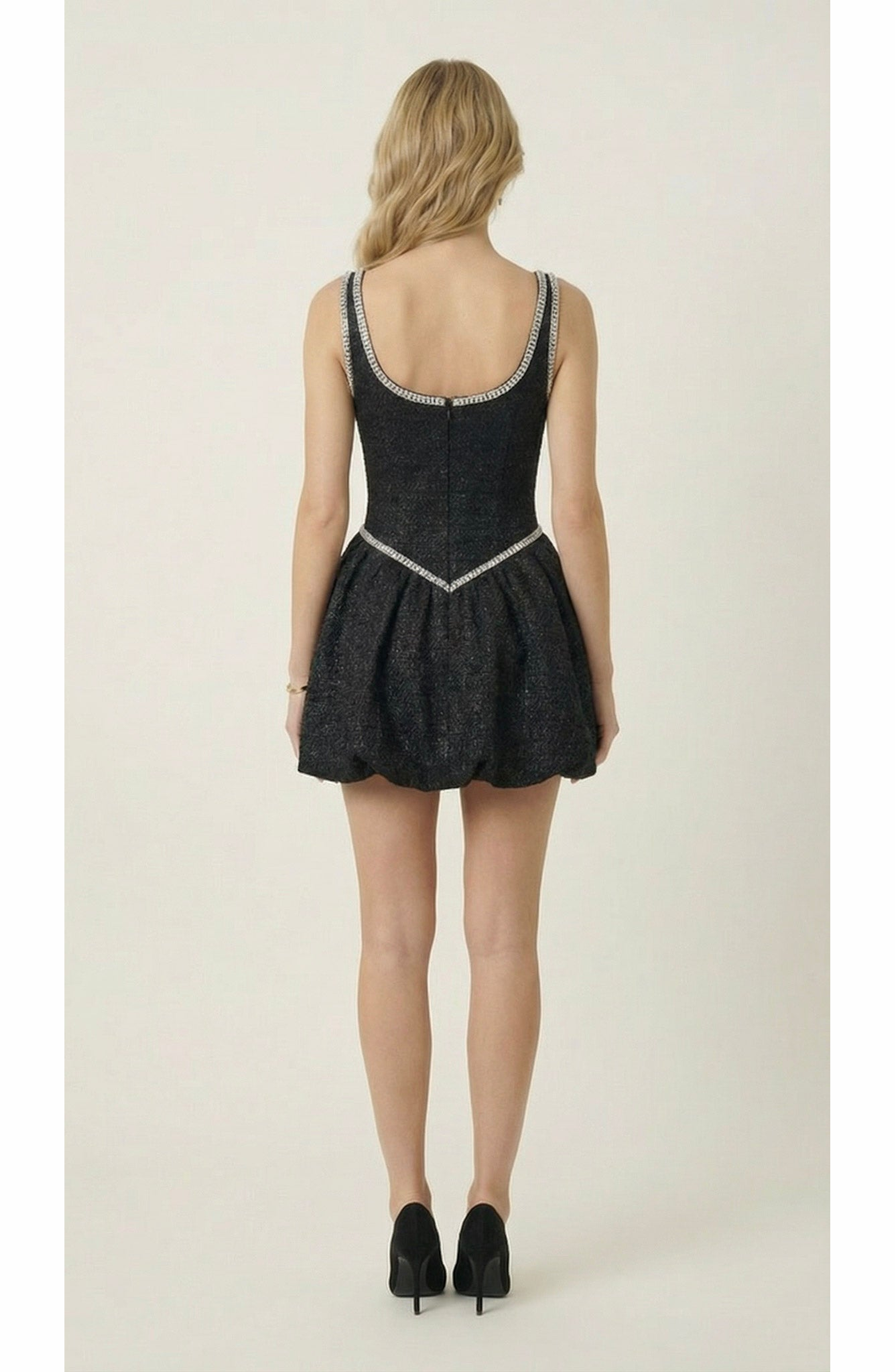 Scoop Neck Bubble Hem Mini Dress - image 2