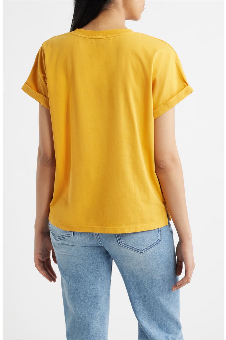 Cuffed Stretch Cotton Graphic T-Shirt, Alternate, color, MUSTARD