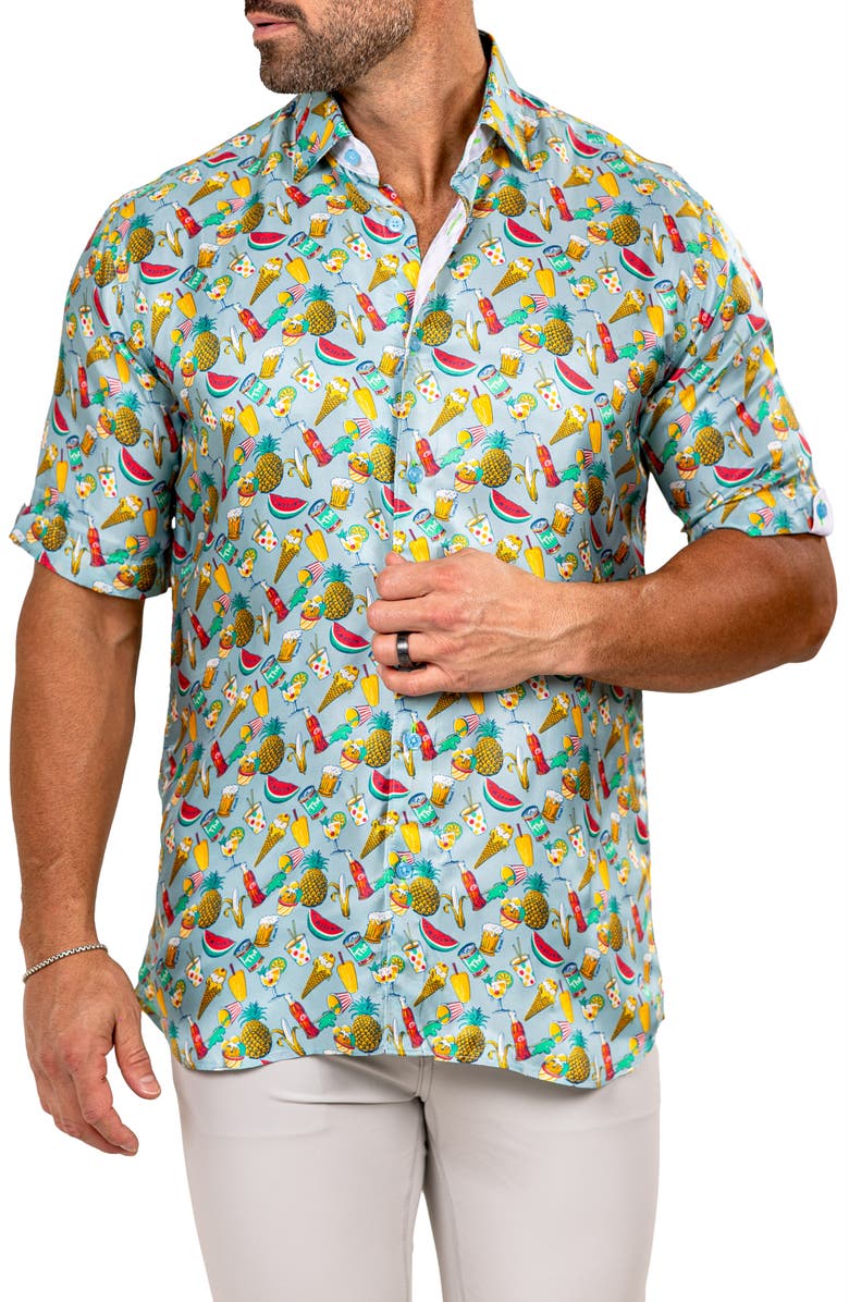 Maceoo Galileo Marthy Short Sleeve Button-Up Shirt, Alternate, color,