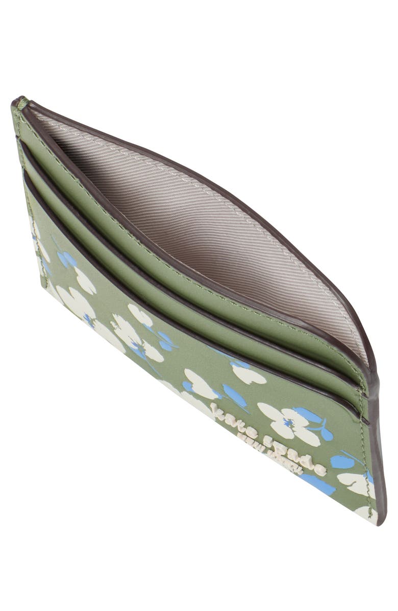Kate Spade New York devin embossed painterly blooms leather card holder, Alternate, color,