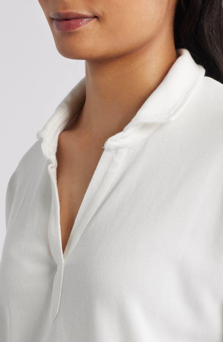 NZT by NIC+ZOE Easy Long Sleeve Cotton Polo, Alternate, color, Paper White