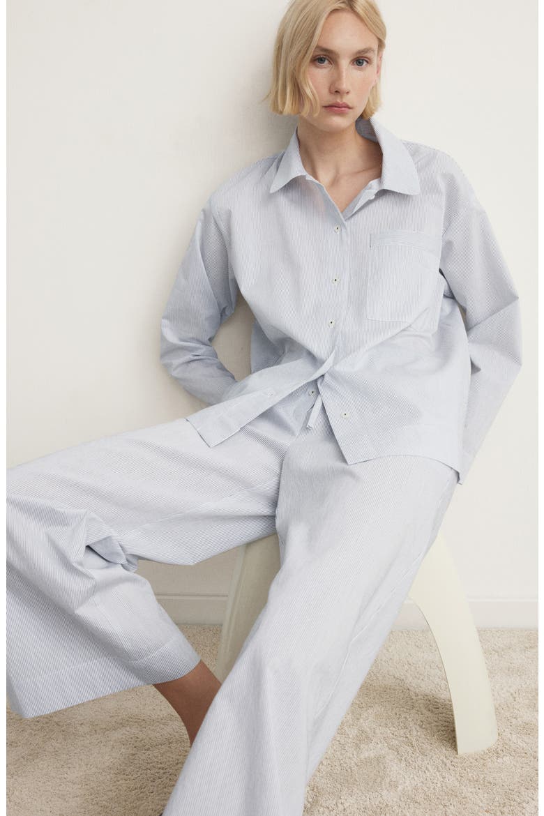 Stripe Cotton Blend Pajama Pants, Alternate, color, WHITE
