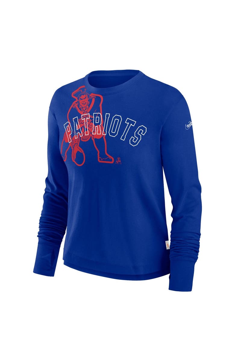Nike Women's Nike Royal New England Patriots Layered Logo Cropped Long Sleeve Fashion T-Shirt, Alternate, color, Royal