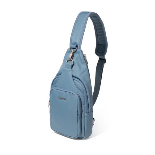 Baggallini Central Park Sling Bag In Cornflower Twill