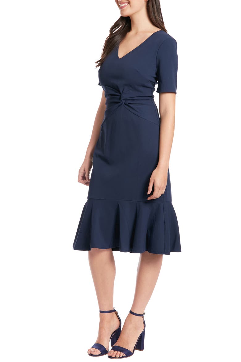 Side Knot Scupa Crepe Flounce Dress, Alternate, color, NVY BLAZER