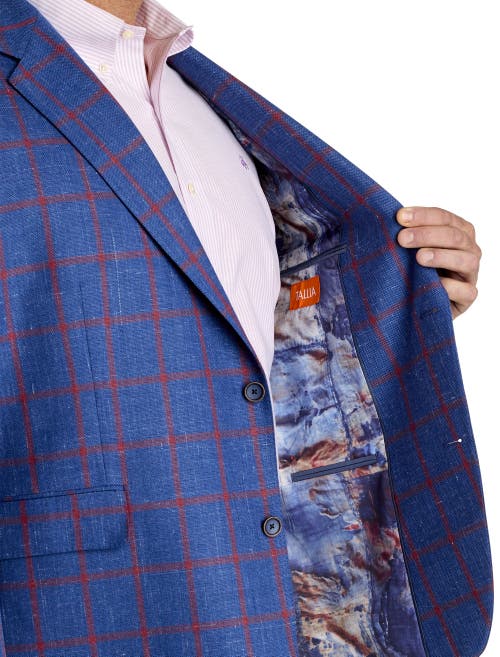 Tallia Big & Tall Windowpane Sport Coat In Blue