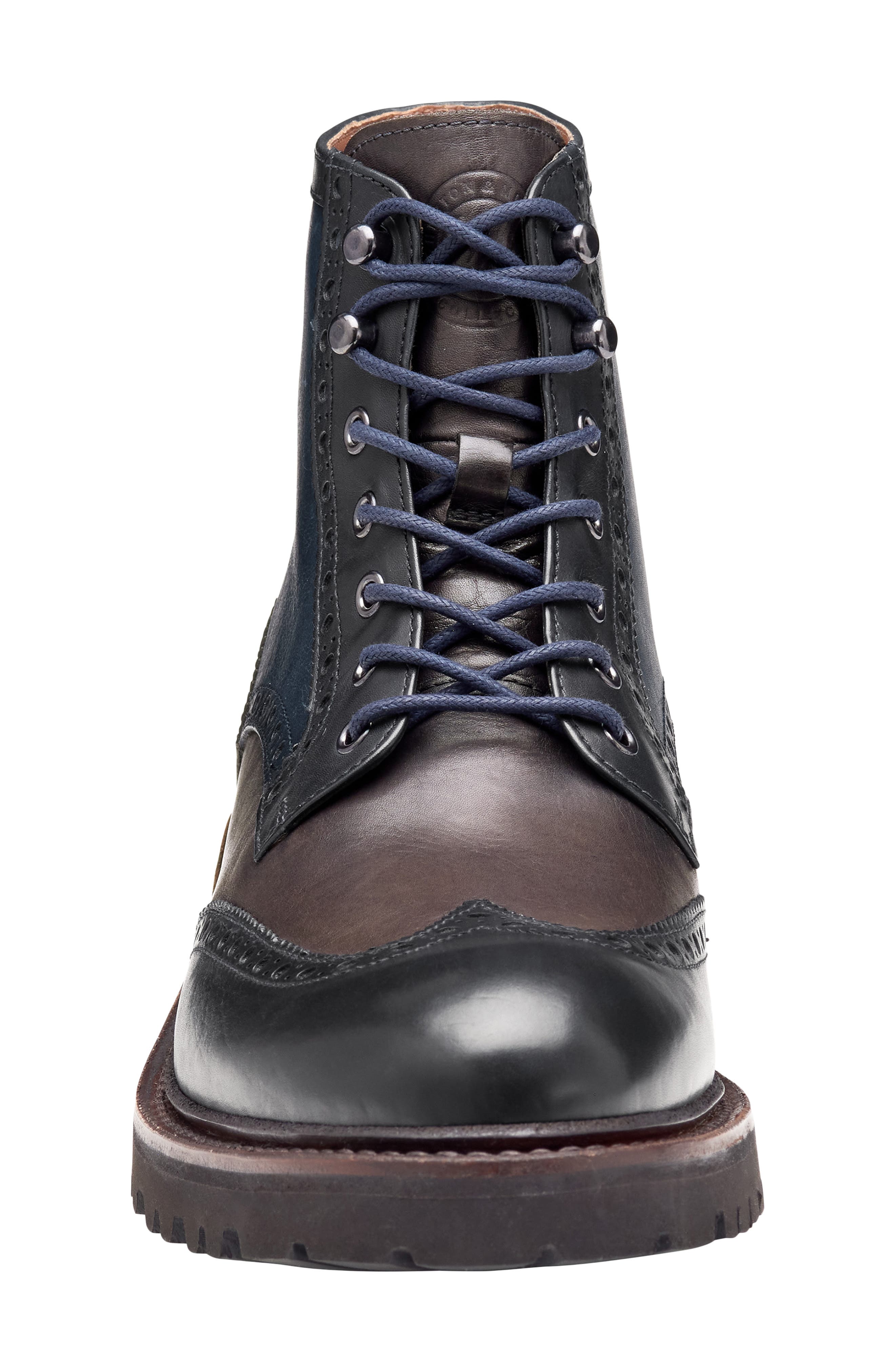 Dudley Wingtip Lug Boot, Alternate, color, NAVY MULTI HAND CALFSKIN