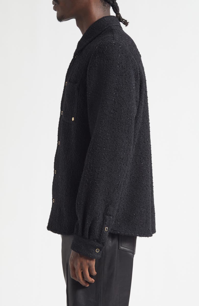 AMIRI Shimmer Bouclé Button-Up Shirt, Alternate, color, Black