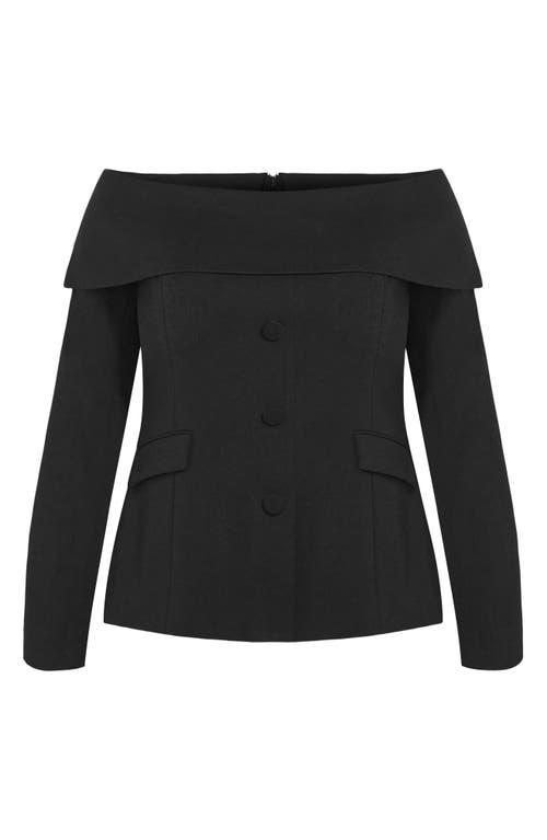 City Chic Phoenix Off The Shoulder Blazer In Black