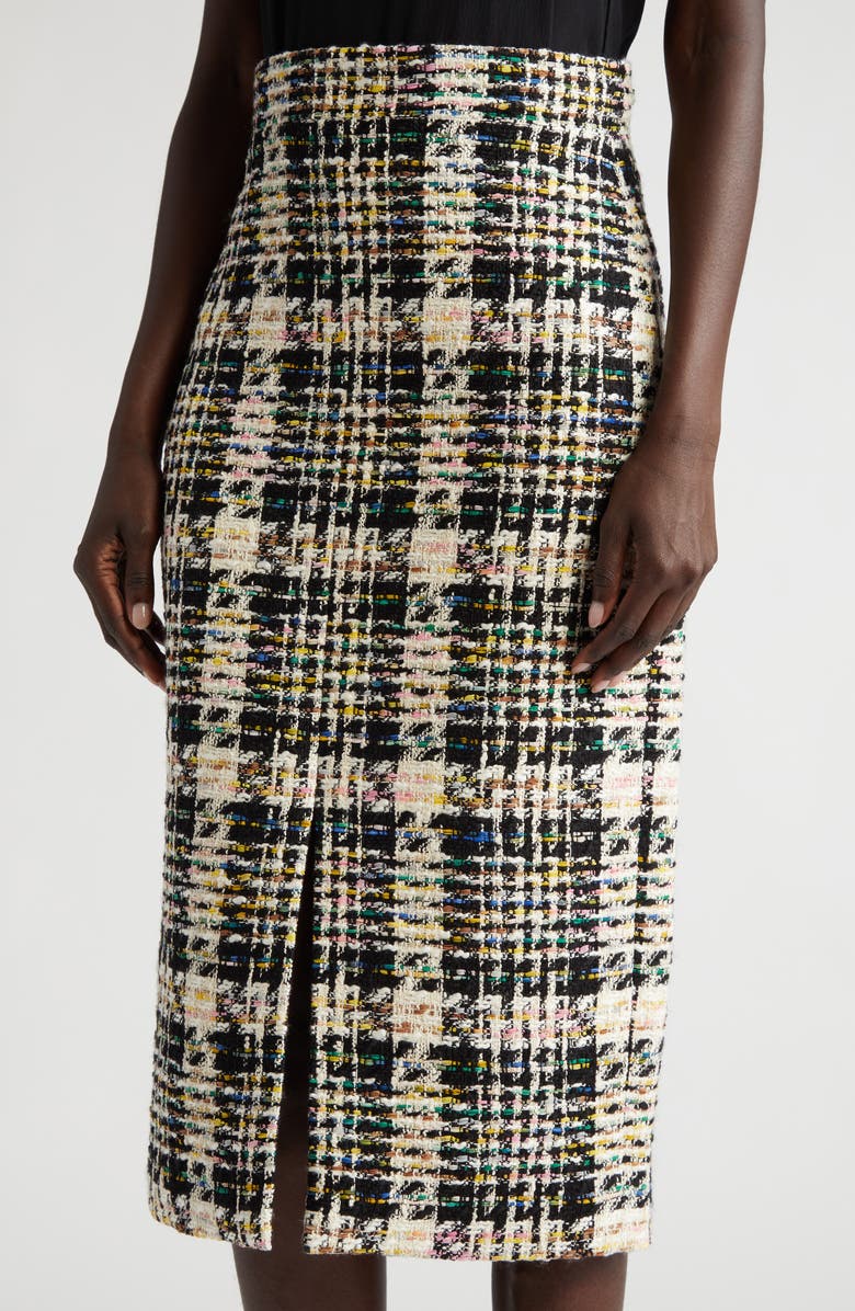 McQueen Front Slit Tweed Pencil Skirt, Alternate, color, 
