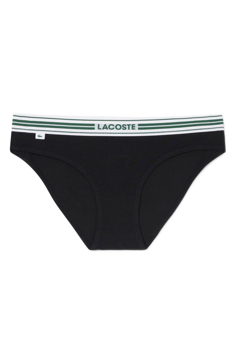 Lacoste Stretch Cotton Bikini Briefs, Alternate, color, Black