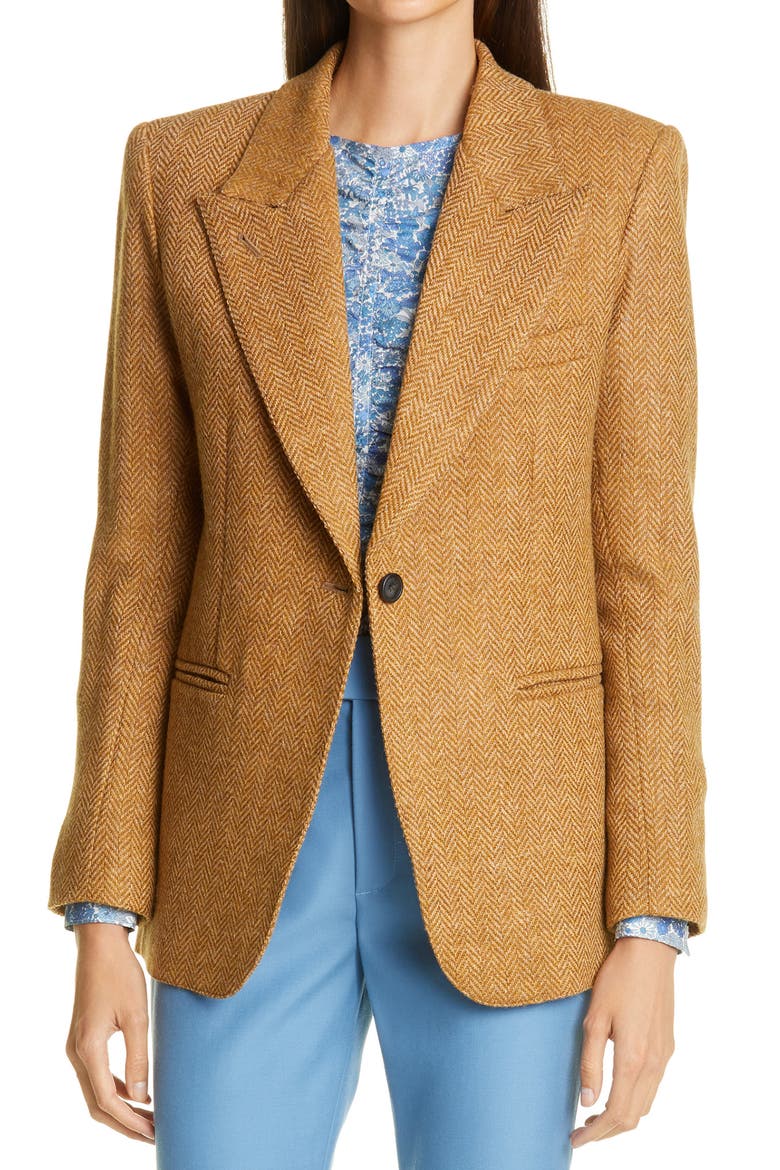 '90s Blazer, Main, color, TOFFEE HERRINGBONE