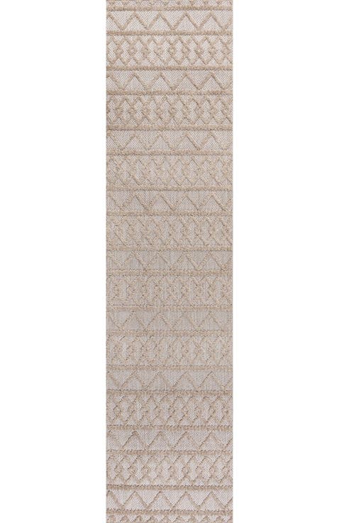 Aylan High-Low Pile Knotted Trellis Geometric Indoor/Outdoor Area Rug