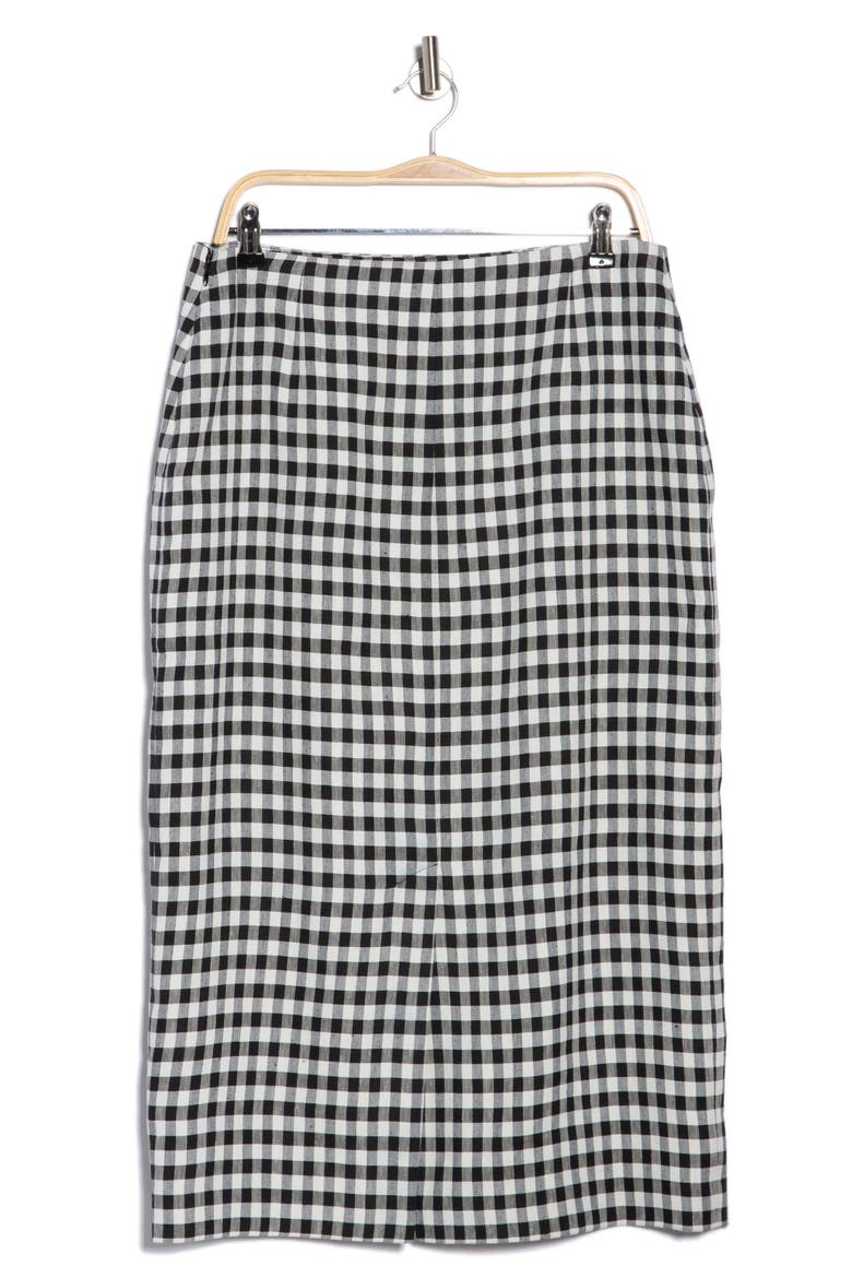 Phoebe Gingham Linen Blend Skirt, Alternate, color, BLACK/ CREAM