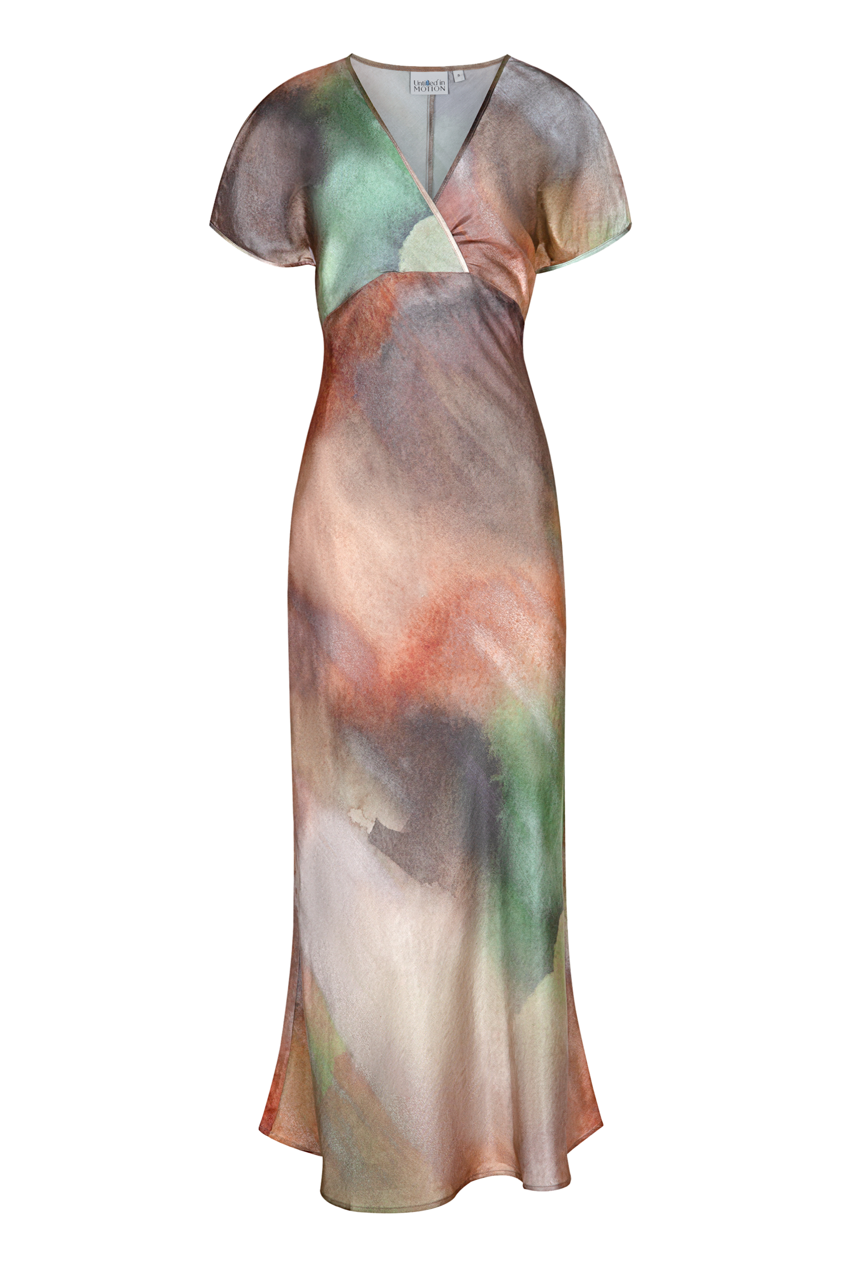 Mylon Silky Flutter Sleeve Midi Dress