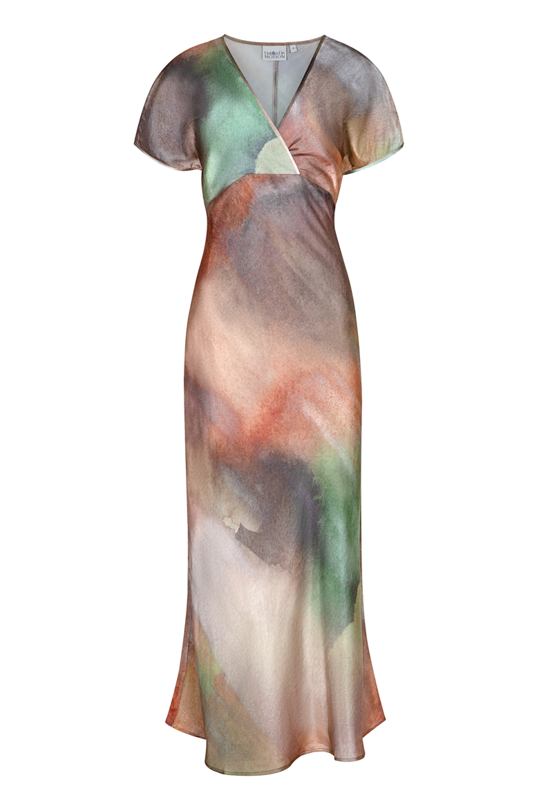 Mylon Silky Flutter Sleeve Midi Dress, Main, color, Naiad