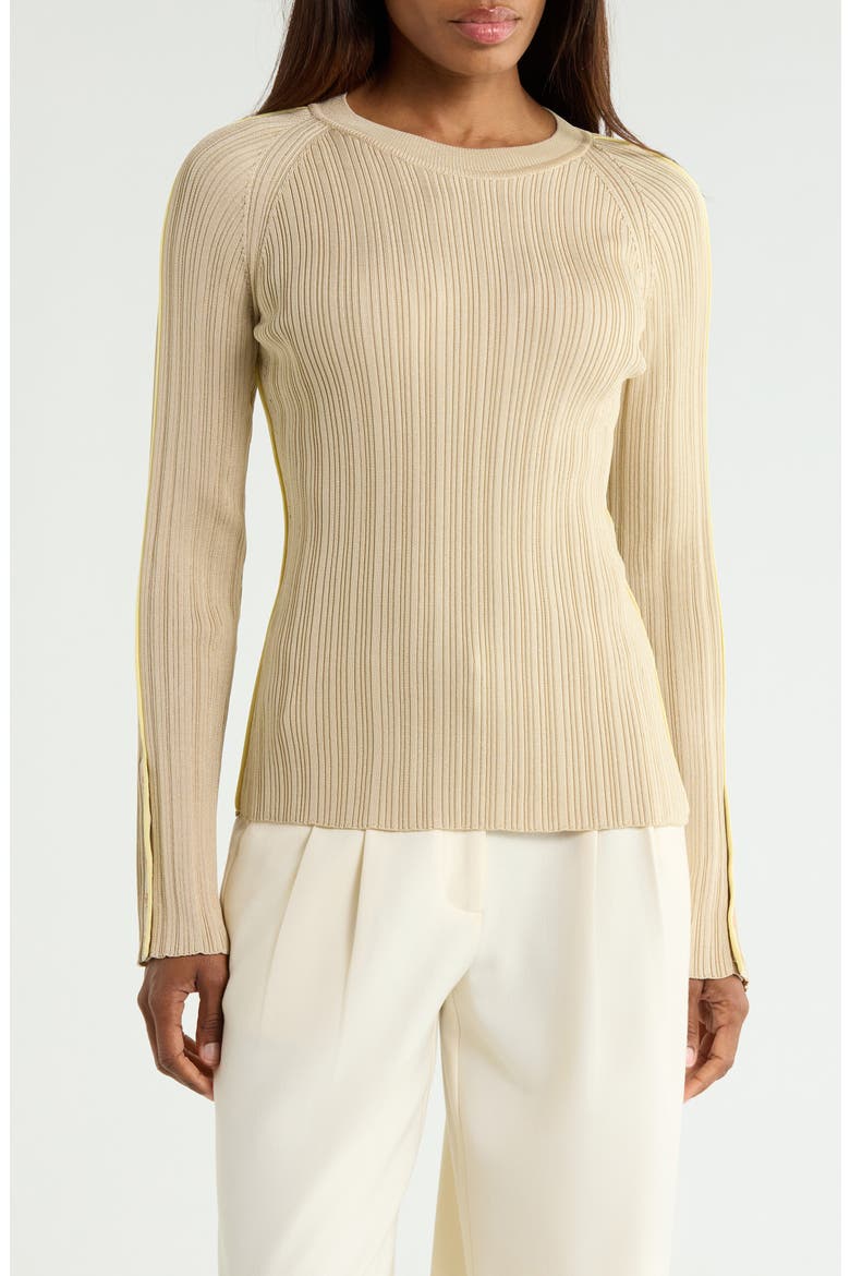 Piped Rib Long Sleeve Top, Main, color, SAND-MOONLIGHT