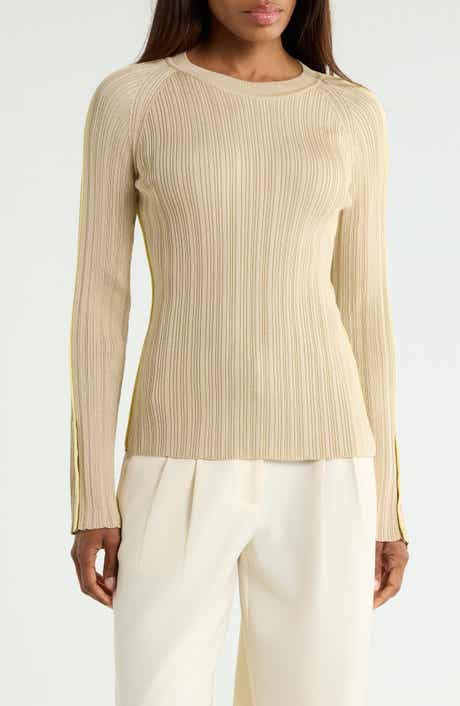 Piped Rib Long Sleeve Top