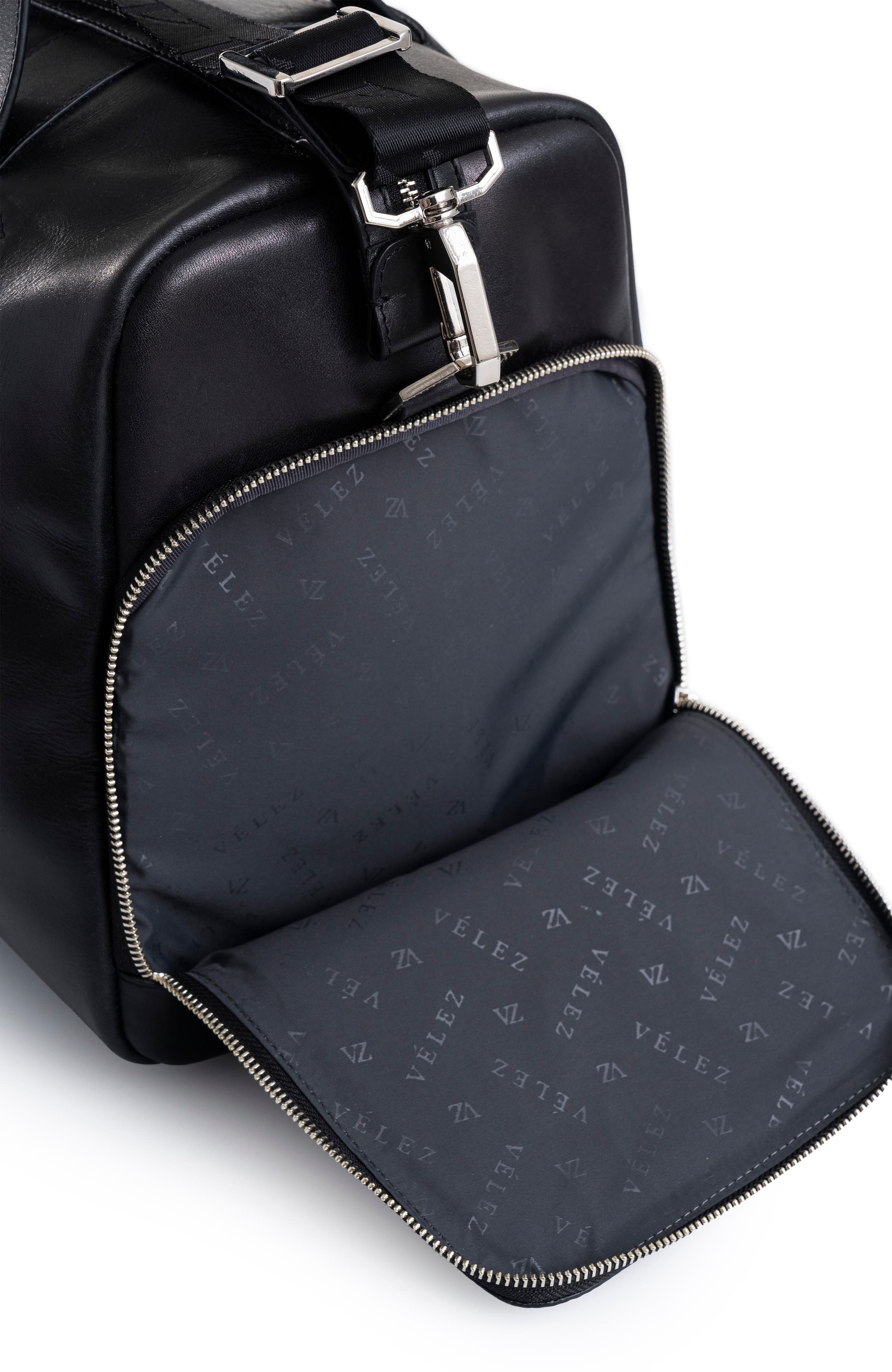 Velez Leather Duffle Bag  Aged Effect, Alternate, color, Black