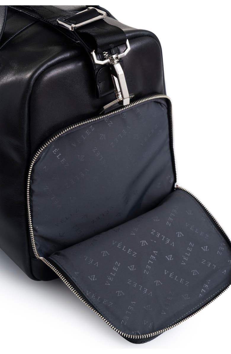 Velez Leather Duffle Bag Aged Effect, Alternate, color, Black