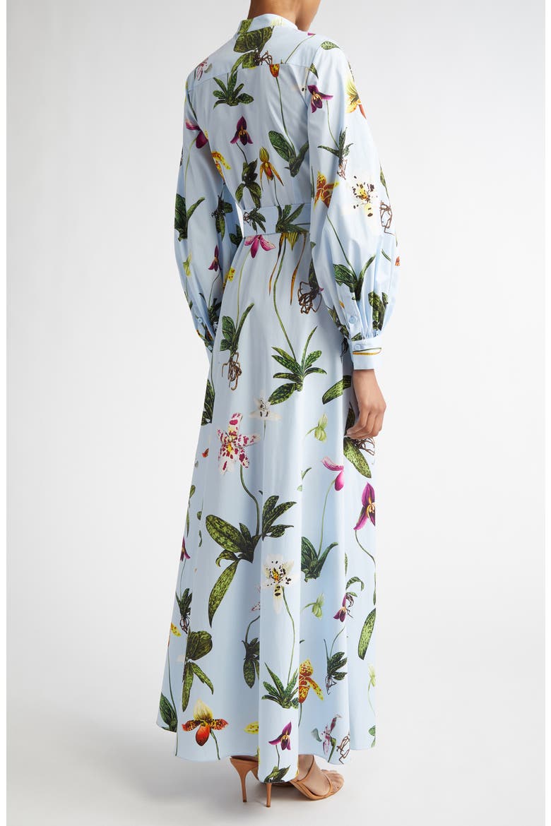 Orchid Print Long Sleeve Shirtdress, Alternate, color, LIGHT BLUE MULTI