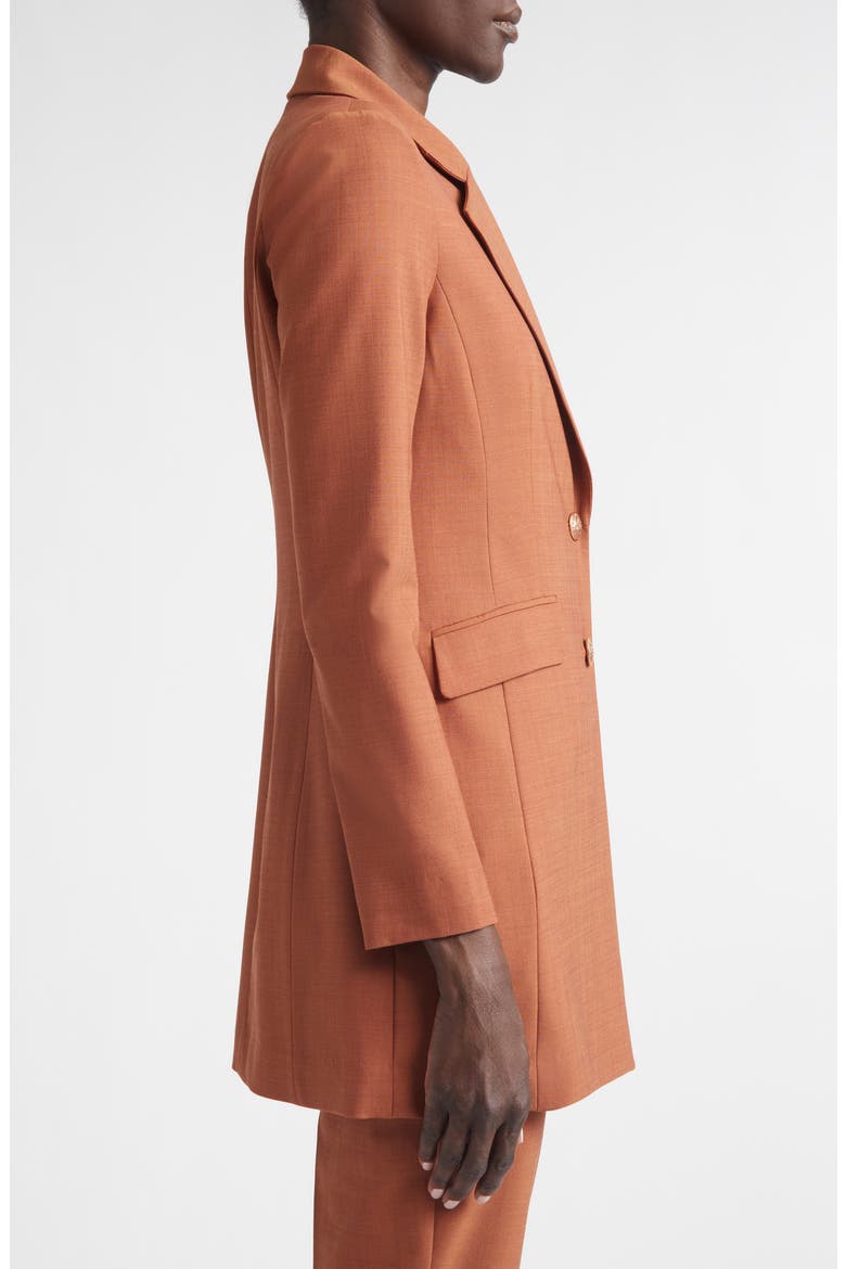 Long Wool Blend Stretch Mélange Jacket, Alternate, color, RUST MELANGE