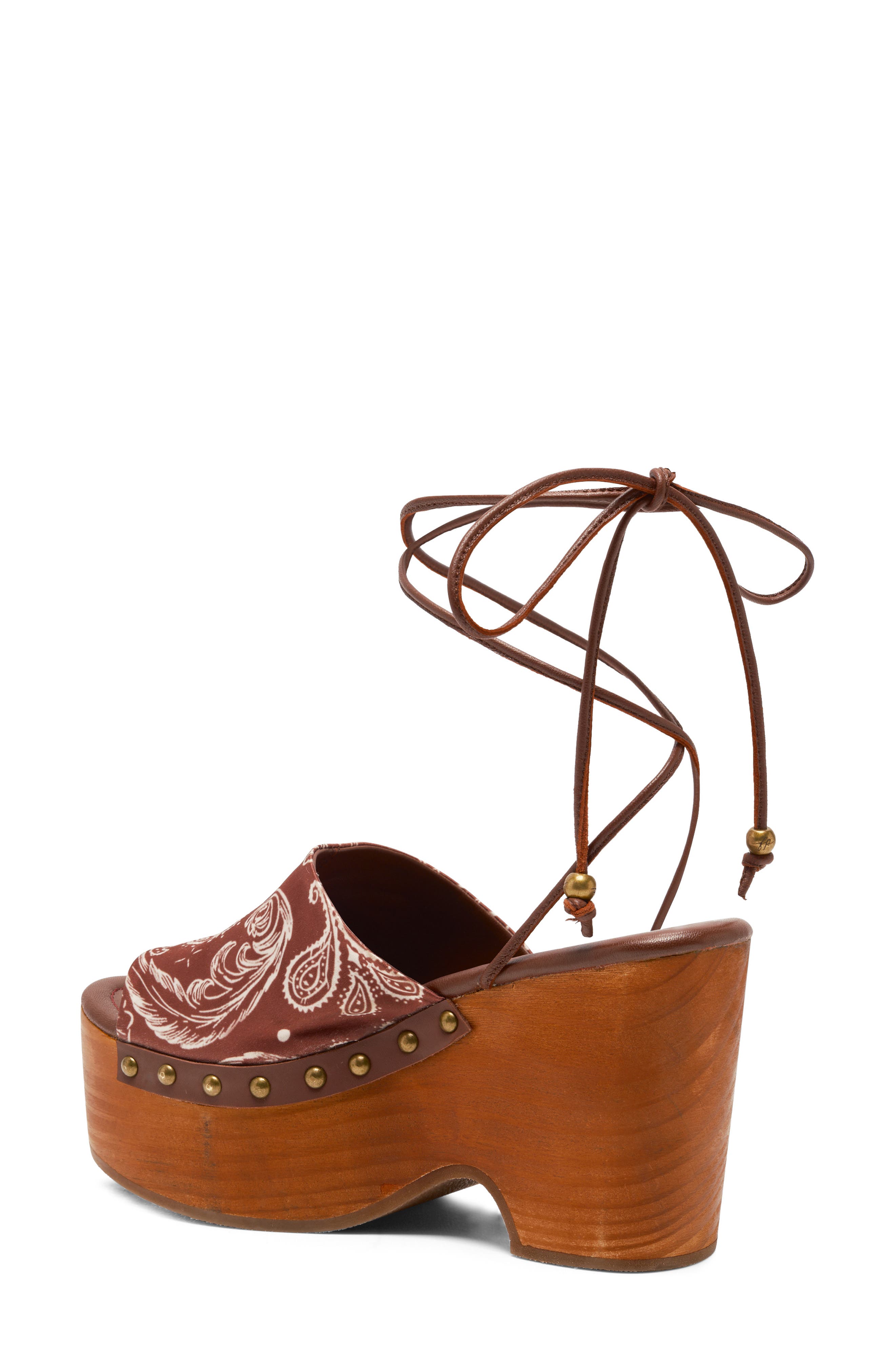 Free People Front Row Wraparound Ankle Strap Platform Sandal, Alternate, color, Horses Bandana
