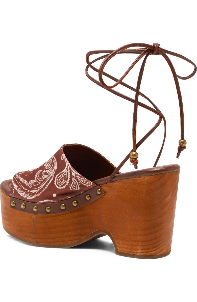 Free People Front Row Wraparound Ankle Strap Platform Sandal, Alternate, color, Horses Bandana