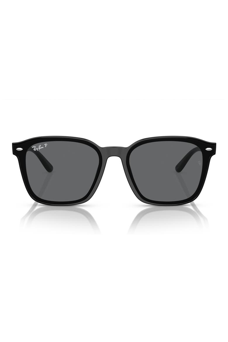 66mm Polarized Oversize Square Sunglasses, Main, color, BLACK / DARK GREY POLAR