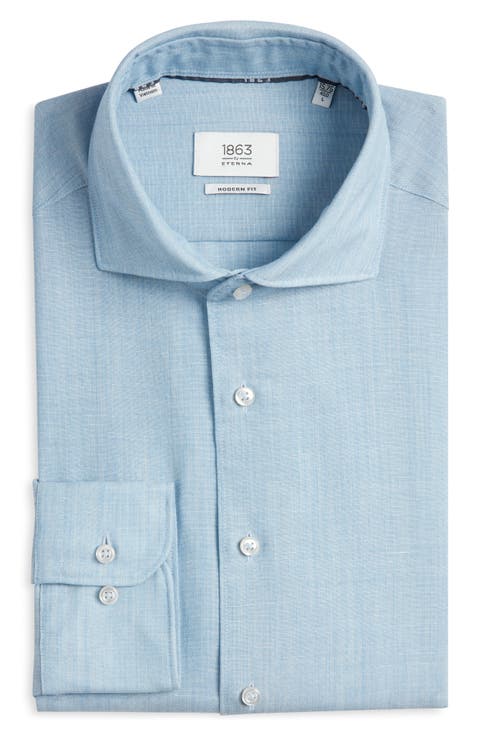 Soft Luxury Modern Fit Wool & Linen Non-Iron Dress Shirt (Regular & Big)