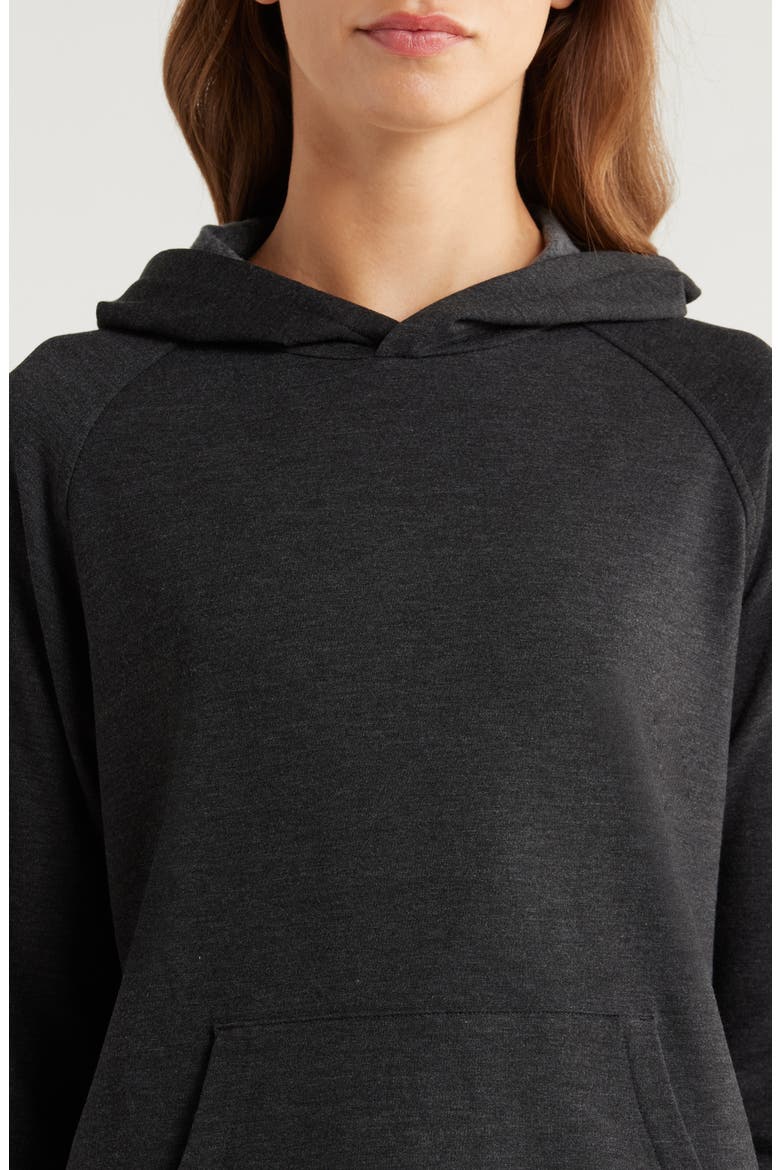 Lightweight Fleece Hoodie, Alternate, color, HEATHER BLACK