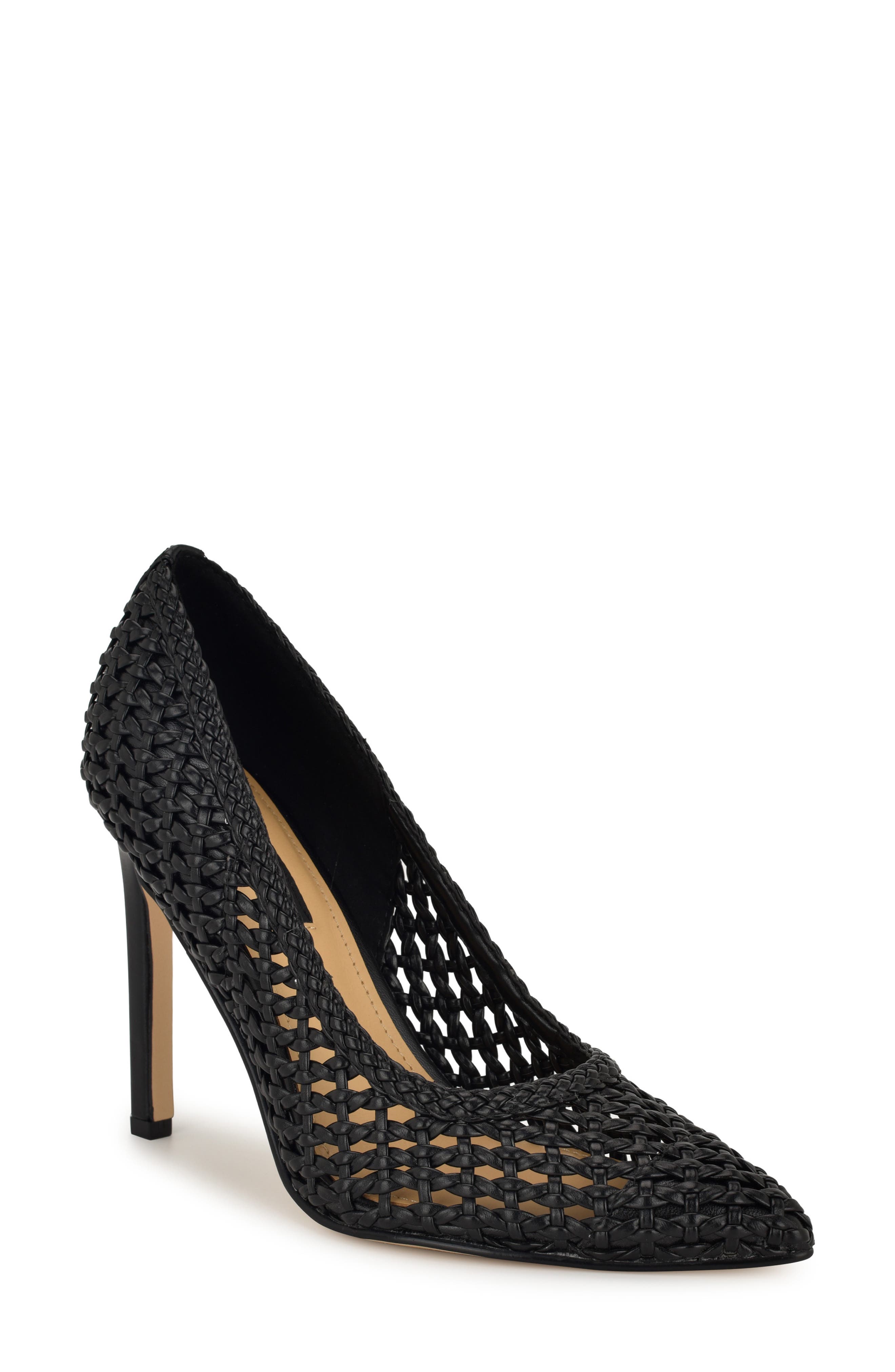 Nine West Tatiana Pointed Toe Pump, Main, color, Black Woven