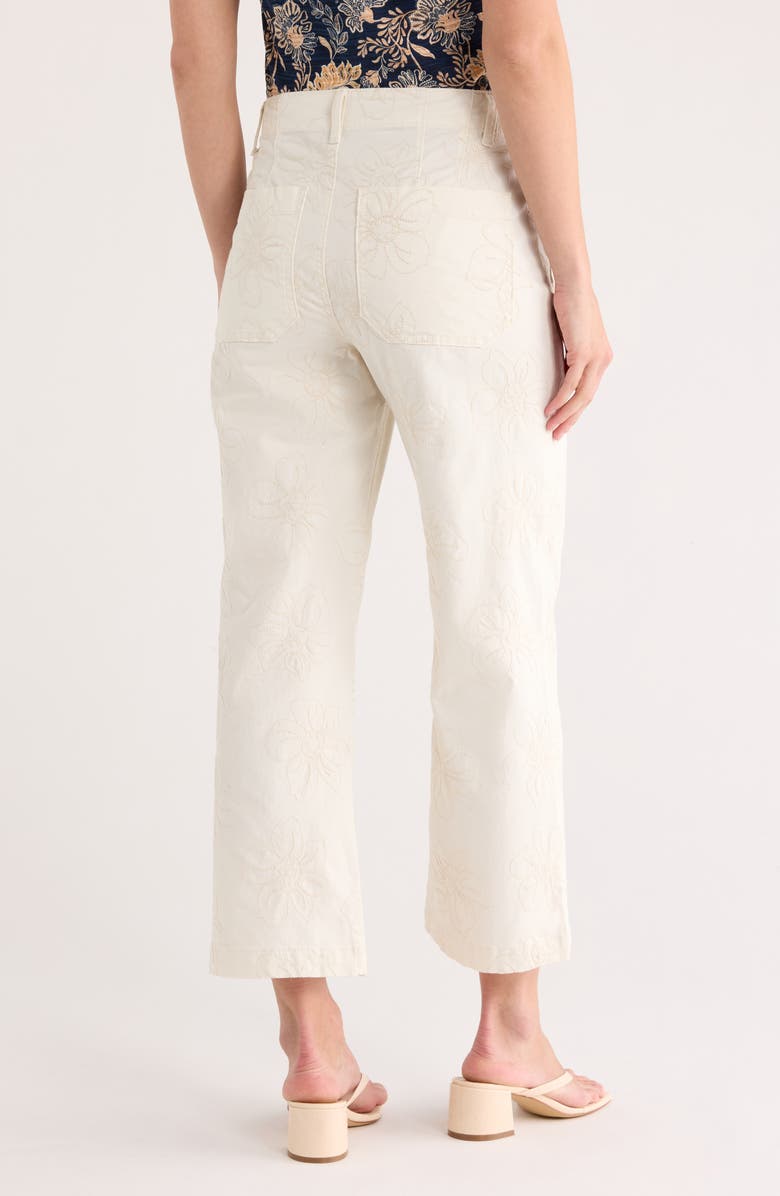 Sanctuary Embroidered Supernova Ankle Crop Pants, Alternate, color, Milk White