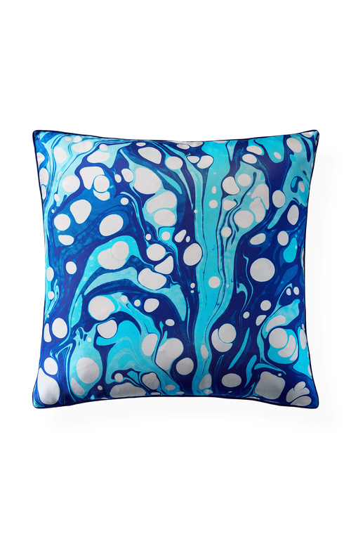 Jonathan Adler Marbleized Silk Pillow In Blue