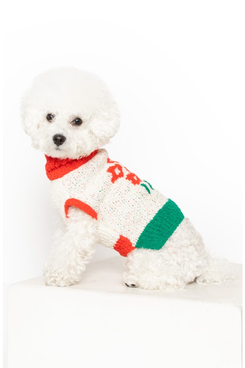 Flower Turtleneck Pet Sweater, Alternate, color, RED