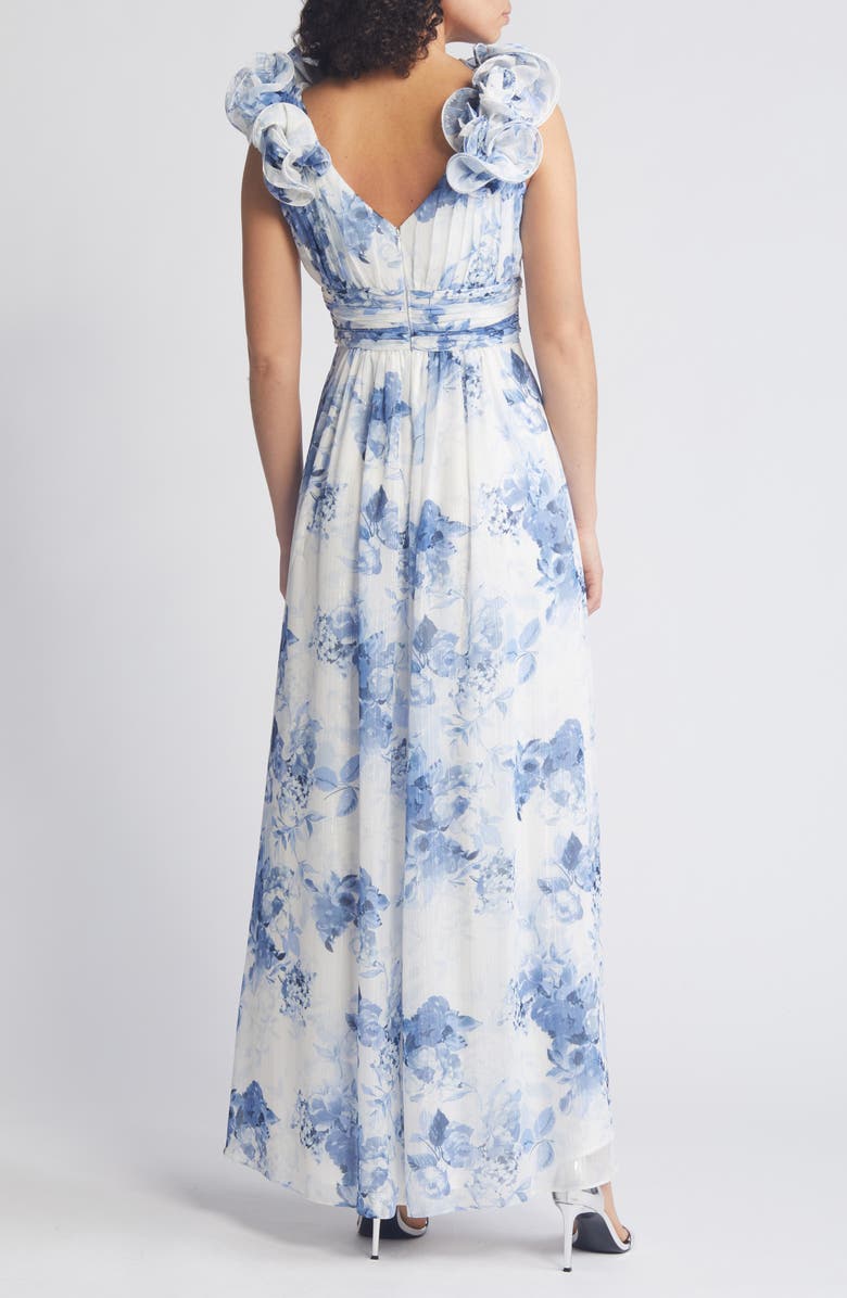 Eliza J Floral Ruffle Strap Gown, Alternate, color, 