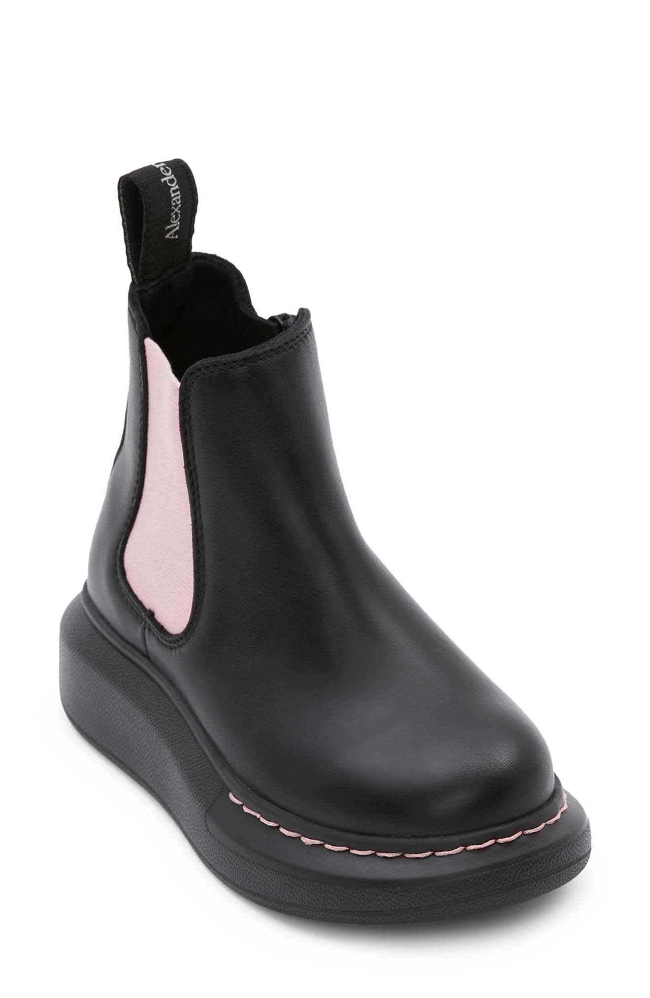 McQueen Alexander McQueen Chelsea Platform Boot, Main, color, Black/ Sugar Pink