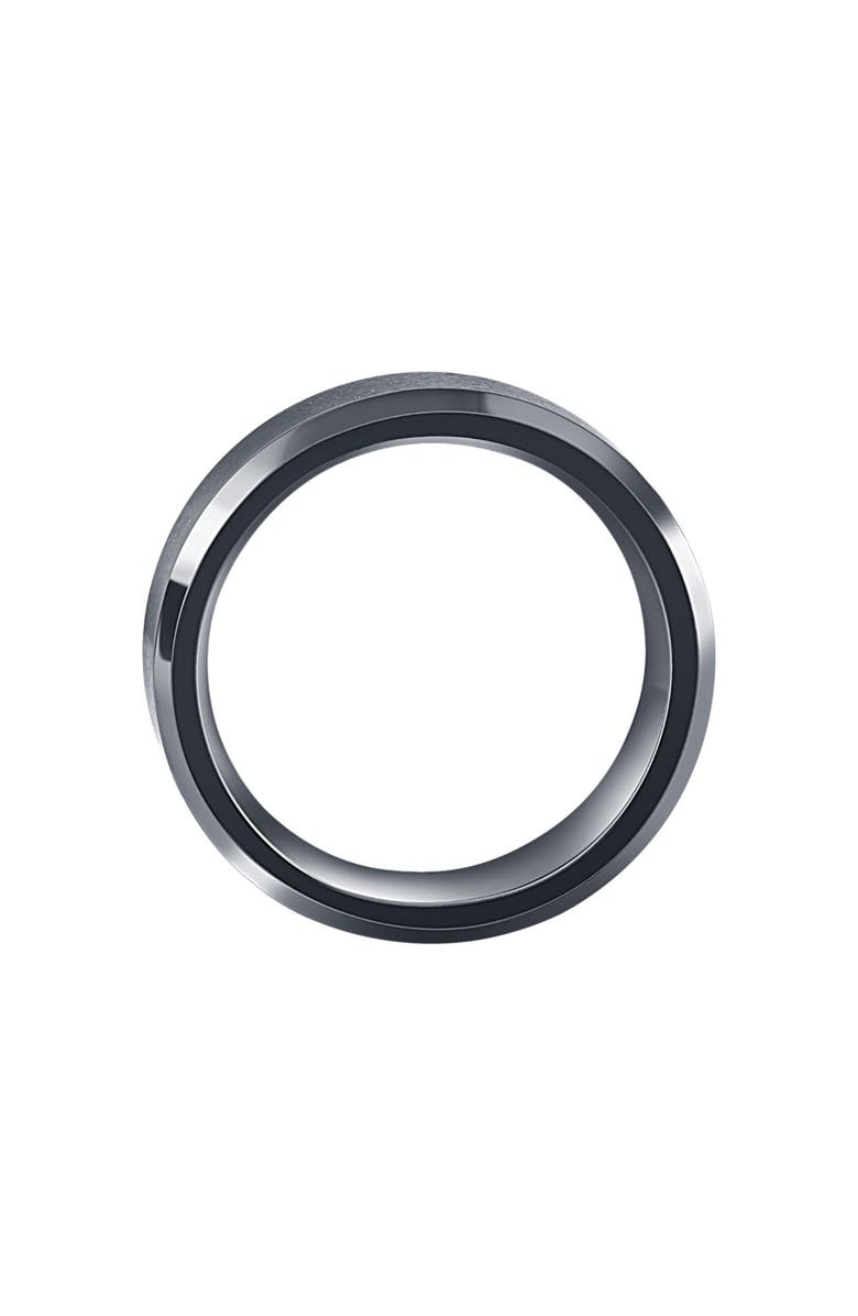 Bliss Diamond Men's Brushed Black Tungsten 6mm Beveled Ring Wedding Band, Alternate, color, Black Tungsten