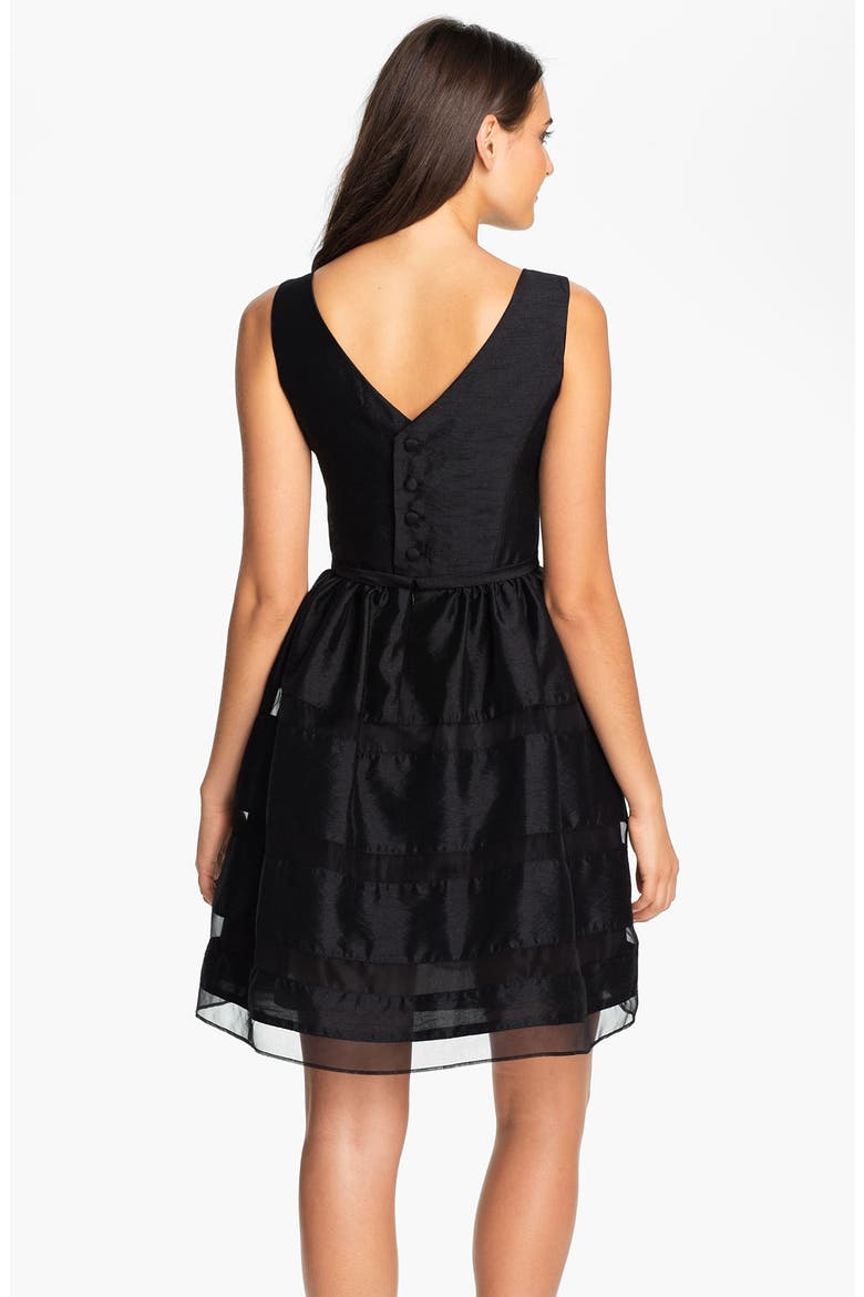 Tonal Stripe Fit & Flare Dress, Alternate, color, BLACK
