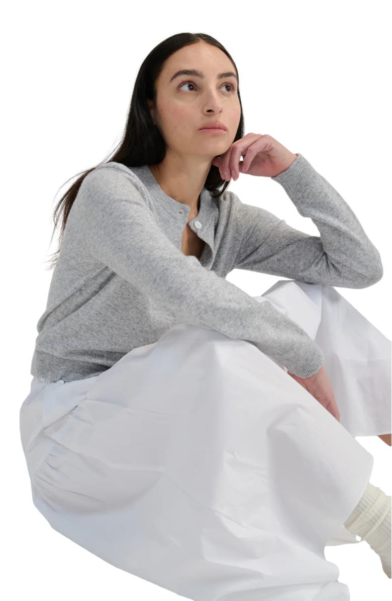 Almina Concept Classic Crew Wool Cardigan, Alternate, color, Light Grey