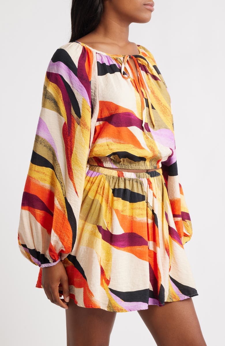 VERO MODA Tilly Long Sleeve Crop Top, Alternate, color, Cloud Dancer Aop Abs