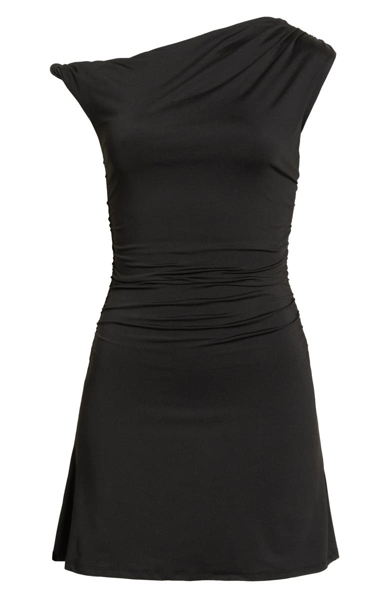 Nia Noa One-Shoulder Minidress, Alternate, color, Black